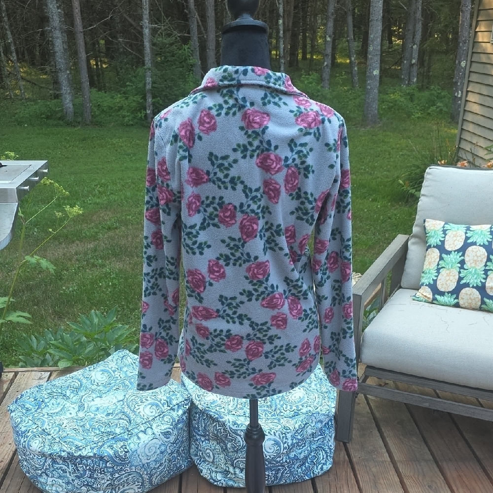Sahalie Pink and Green Floral Fleece Top - Picture 2 of 4